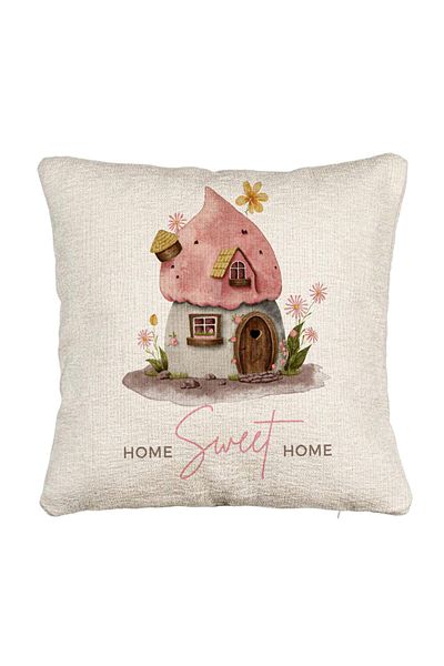 BEKZ Fata de perna Canapea, Model Home Sweet Home 1, 40x40 cm, Cu fermoar