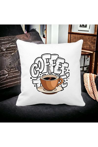BEKZ Perna Decorativa, Coffe Lover, 40x40 cm, Alba, Mata, Husa Detasabila, Burduf