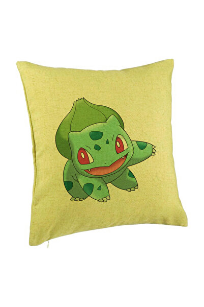 BEKZ Perna Decorativa, Model copii Bulbasaur, 40x40 cm, Verde, Husa Detasabil...