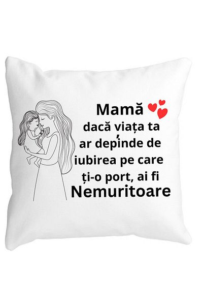 BEKZ Perna Decorativa pentru Mama 4,40x40 cm, Alba, Mata, Husa Detasabila, Burduf