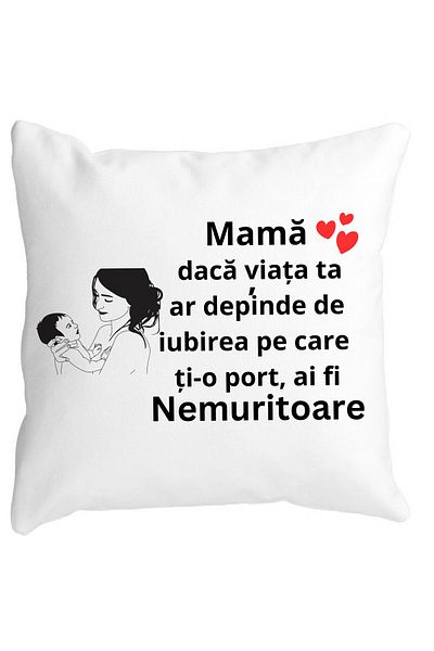 BEKZ Perna Decorativa pentru Mama 9,40x40 cm, Alba, Mata, Husa Detasabila, Burduf