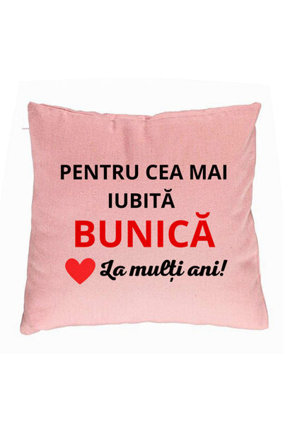 BEKZ Perna Decorativa pentru Bunica 16, 40x40 cm, Roz, Husa Detasabila, Burduf