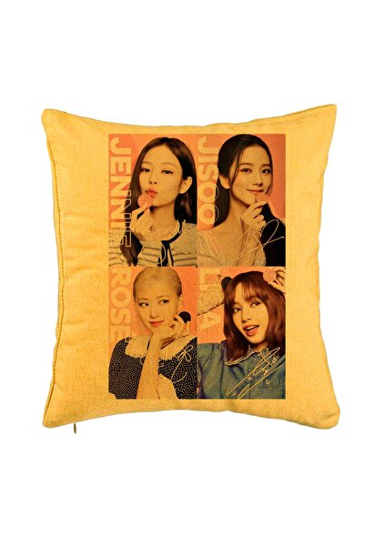 BEKZ Perna Decorativa BlackPink, Model 5, 40x40 cm, Galben, Husa Detasabila, ...