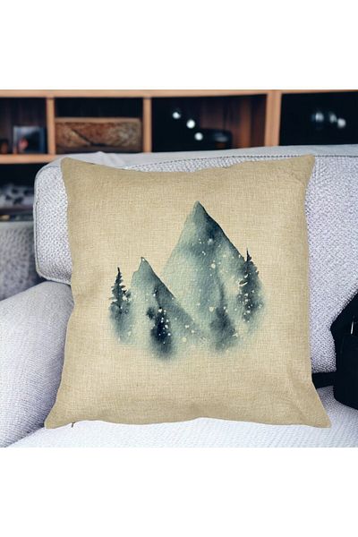 BEKZ Perna Decorativa Peisaj de Iarna, 40x40 cm, Husa Detasabila, Burduf