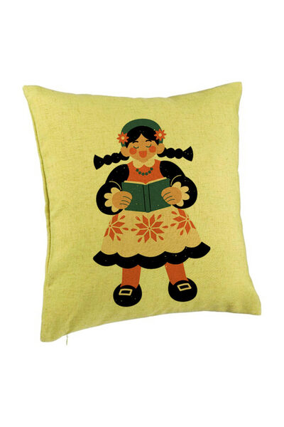 BEKZ Perna Decorativa, Model Folk, 40x40 cm, Verde, Husa Detasabila, Burduf