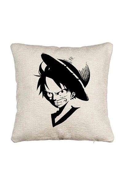 BEKZ Perna Decorativa Canapea cu One piece Luffy Black, 40x40 cm, Cu fermoar