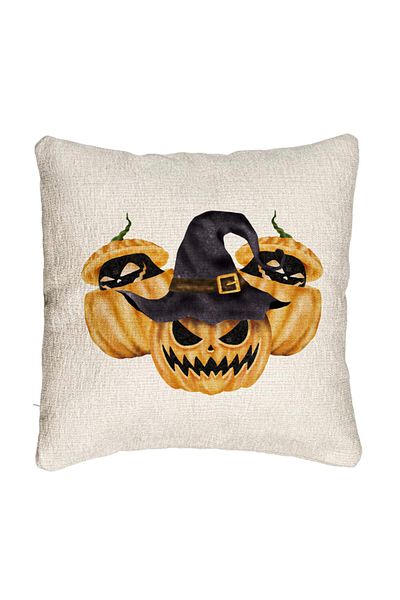 BEKZ Perna Decorativa Canapea cu motiv Dovleac de Halloween 3, 40x40 cm, Cu fermoar