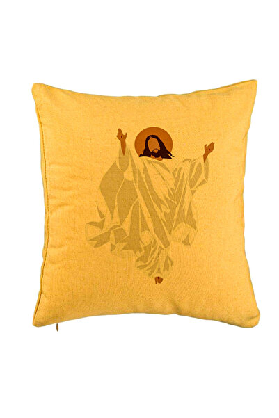 BEKZ Perna Decorativa cu tematica de Craciun, Isus Hristos, 40x40 cm, Galben,...