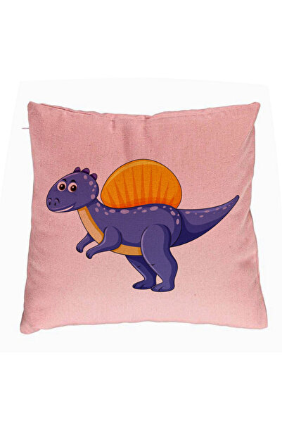 BEKZ Față de pernă, model pentru copii cu dinozauri violet închis, 40x40 cm, roz