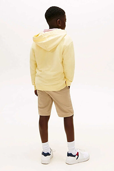 Tommy Hilfiger Erkek Çocuk Tonal Logo Fermuarlı Kapüşonlu Sweatshirt - Sarı