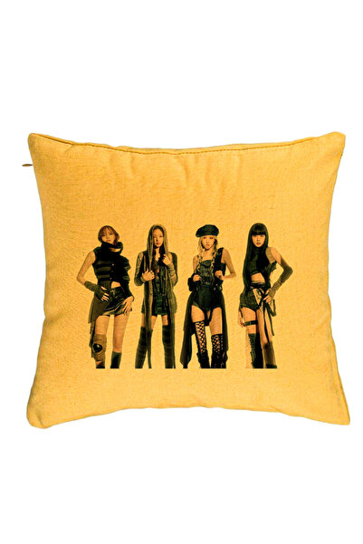 BEKZ Perna Decorativa BlackPink, 4, 40x40 cm, Galben, Husa Detasabila, Burduf