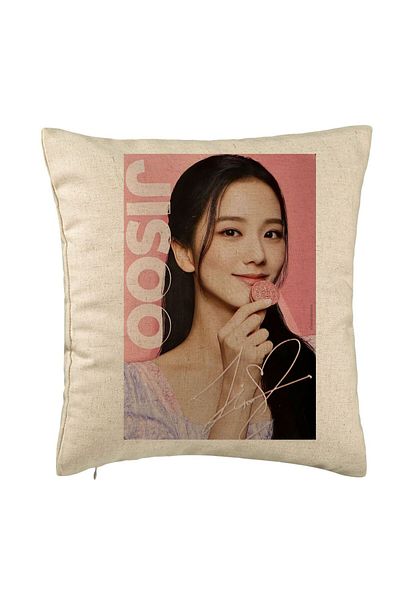 BEKZ Perna Decorativa BlackPink Jisoo 3, 40×40 cm, Bej, Husa Detasabila, Burduf