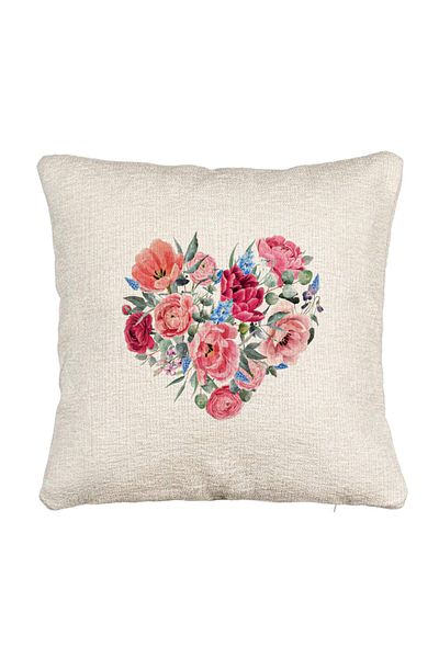 BEKZ Perna Decorativa Canapea, Model Heart of Flowers, 40x40 cm, Cu fermoar