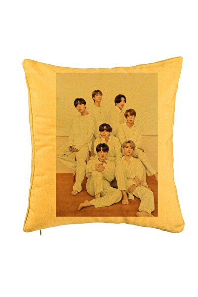 BEKZ Perna Decorativa BTS Army 8, 40x40 cm, Galben, Husa Detasabila, Burduf