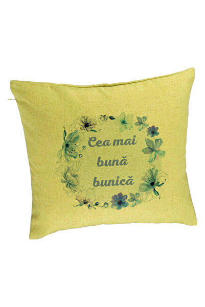 BEKZ Perna Decorativa pentru Bunica 15, 40x40 cm, Verde, Husa Detasabila, Burduf