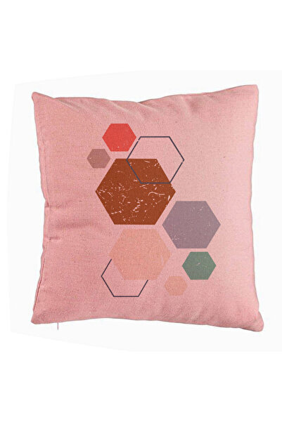 BEKZ Față de pernă, model cu forme geometrice 3, multicolor 40x40 cm, roz