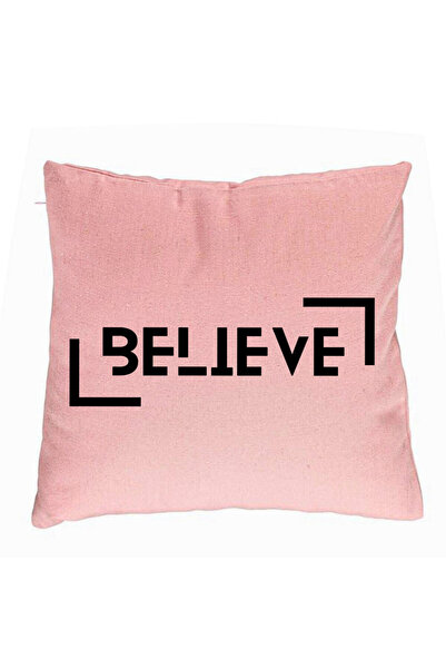 BEKZ Perna Decorativa, Model Believe, 40x40 cm, Roz, Husa Detasabila, Burduf