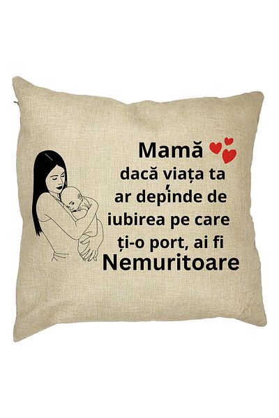 BEKZ Perna Decorativa pentru Mama 12,40x40 cm, Husa Detasabila, Burduf