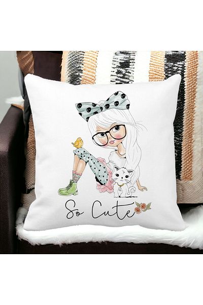 BEKZ So Cute Square Pillowcase, 40x40 Cm, White, Matte
