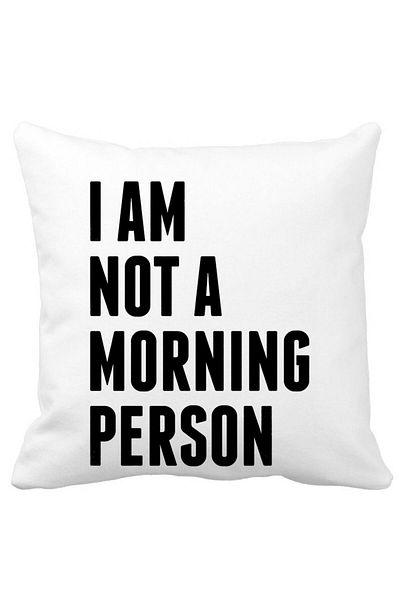 BEKZ Perna Decorativa Patrata I Am Not A Morning Person, 40x40 cm, Alba, Mata, Husa Detasabila, Burduf