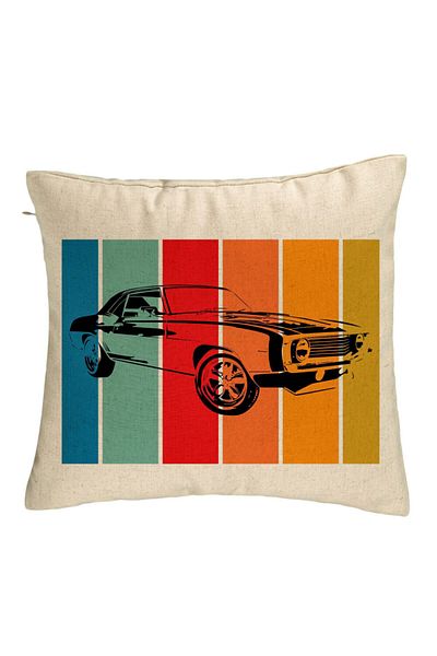 BEKZ Perna Decorativa, Model Retro Car, 40x40 cm, Bej, Husa Detasabila, Burduf