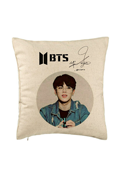 BEKZ BTS Jimin Decorative Pillow, 40x40 cm, Beige, Removable Cover, Bellows