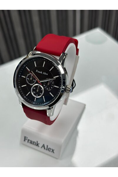 Frank Alex KIRMIZI SİLİKON KORDON ERKEK KOL SAATİ