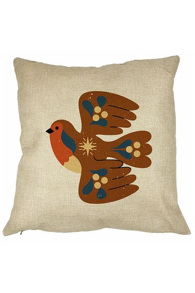 BEKZ Perna Decorativa Patrata Pasare, 40x40 cm, Husa Detasabila, Burduf