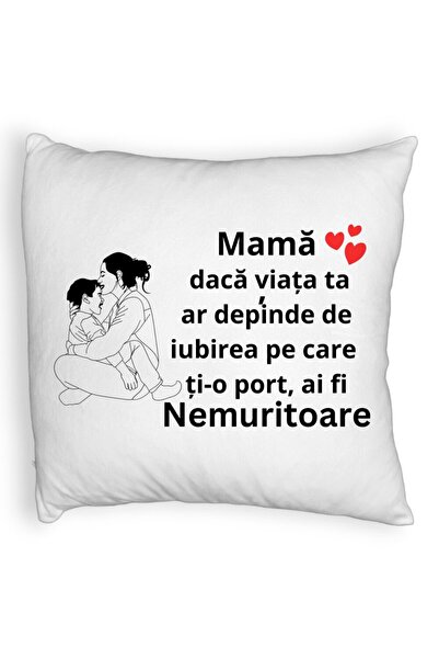 BEKZ Față de pernă pufoasă, model pentru mama 5, 40x40 cm, albă