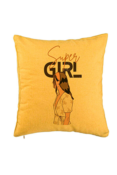 BEKZ Față de pernă, model Super Girl, 40x40 cm, galbenă