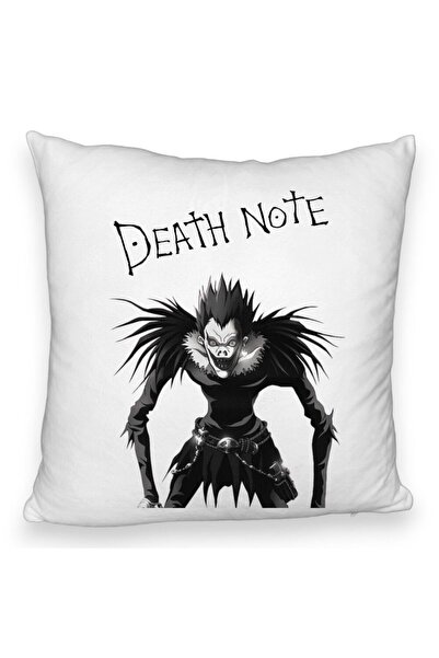 BEKZ Perna Decorativa Fluffy cu Deathnote, 40x40 cm, Alba, Husa Detasabila, B...