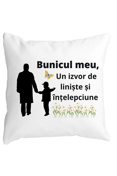 BEKZ Perna Decorativa pentru Bunicul 6, 40x40 cm, Alba, Mata, Husa Detasabila, Burduf