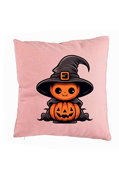 BEKZ Față de pernă cu motiv de Halloween 1, 40x40 cm, roz