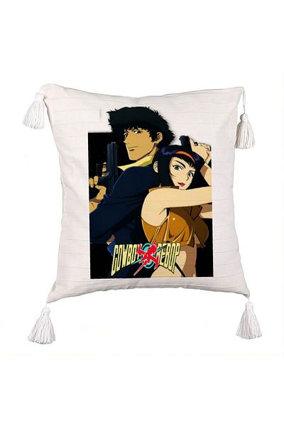 BEKZ Cowboy Bebop Fringed Pillowcase, 45x45 cm, Ecru, With zipper