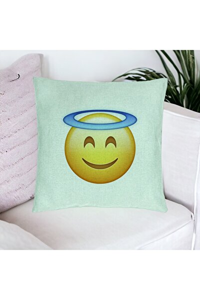 BEKZ Față de pernă, model Emoji Zen, 40x40 cm, verde mentă