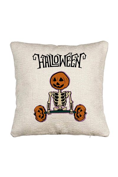 BEKZ Perna Decorativa Canapea cu motiv Sechelet de Halloween 2, 40x40 cm, Cu fermoar