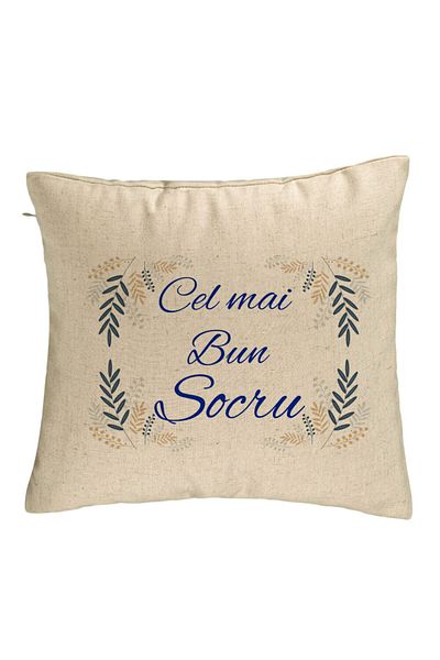 BEKZ Perna Decorativa pentru Socrul 1, 40x40 cm, Bej, Husa Detasabila, Burduf