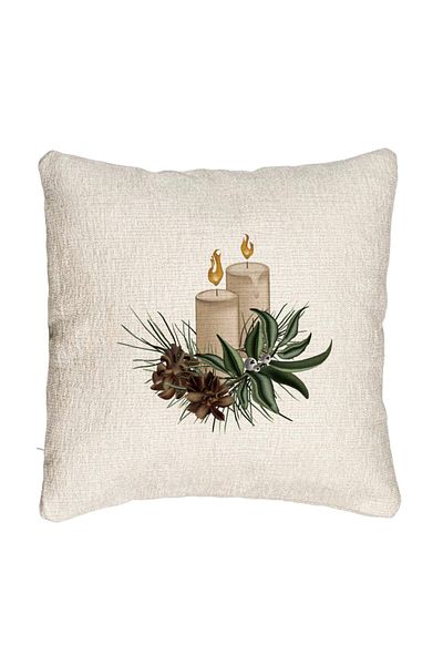 BEKZ Fata de perna Canapea cu tematica de Craciun, Lumanari, 8, 40x40 cm, Cu fermoar