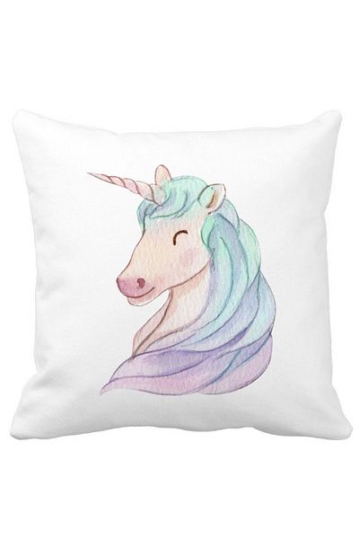 BEKZ Square Pillowcase Unicorns, 40x40 Cm, White, Matte