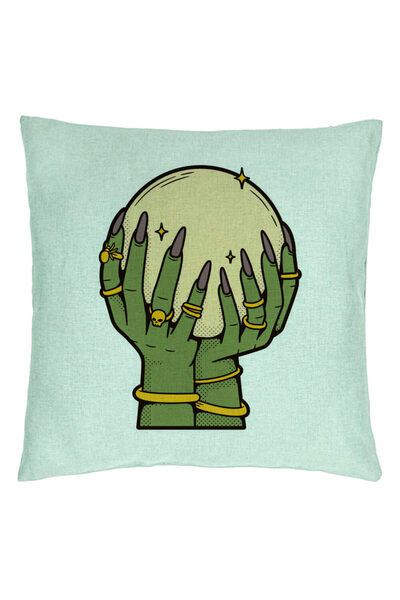 BEKZ Perna Decorativa cu motiv de Halloween 9, 40x40 cm, Verde Menta, Husa De...
