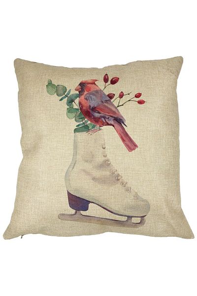 BEKZ Față de pernă de Crăciun, patine de gheață și păsări colorate, 40x40 cm