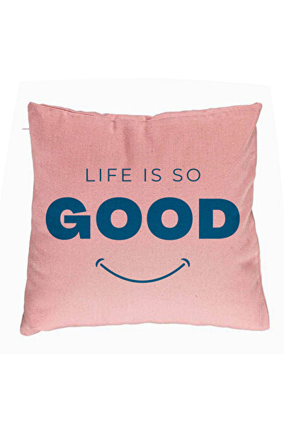 BEKZ Perna Decorativa, Model Life is So Good, 40x40 cm, Roz, Husa Detasabila,...