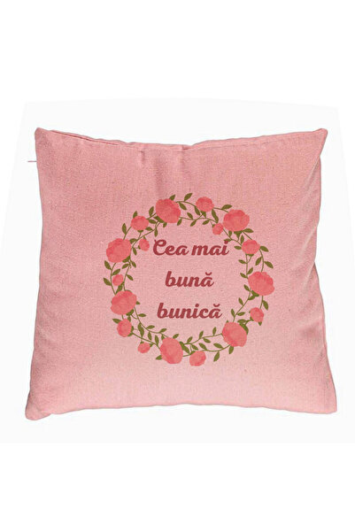 BEKZ Perna Decorativa pentru Bunica 13, 40x40 cm, Roz, Husa Detasabila, Burduf