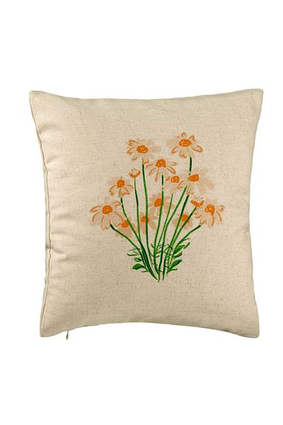 BEKZ Față de pernă, model floral cu margarete, 40x40 cm, bej