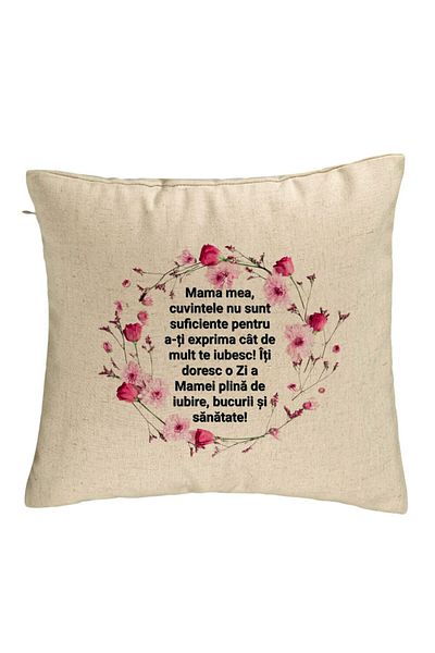 BEKZ Față de pernă, model cu model pentru mama cu text 40x40 cm, bej