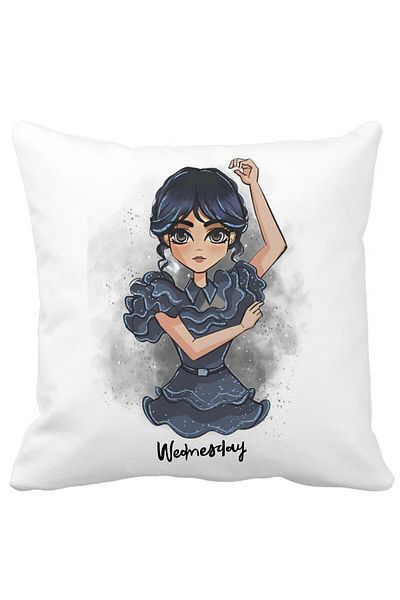 BEKZ Wednesday Addams Dancing Hands Pillowcase 2.40x40 Cm, White, Matte