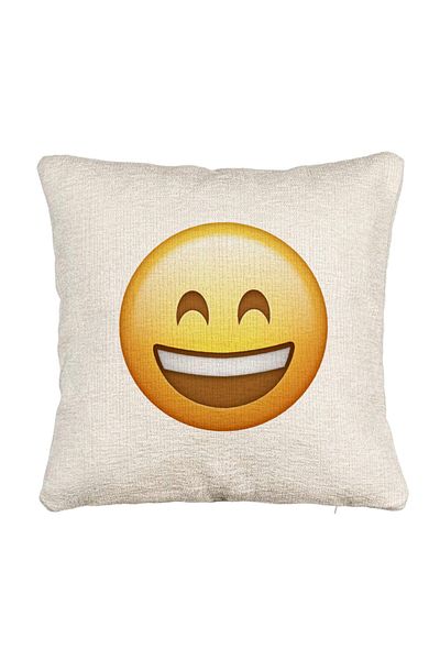 BEKZ Fata de perna Canapea, Model Emoji Fericit, 40x40 cm, Cu fermoar