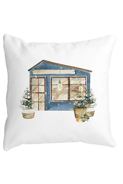 BEKZ Christmas Themed Decorative Pillow, 2, 40x40 cm, White, Matte, Removable Cover, Bellows