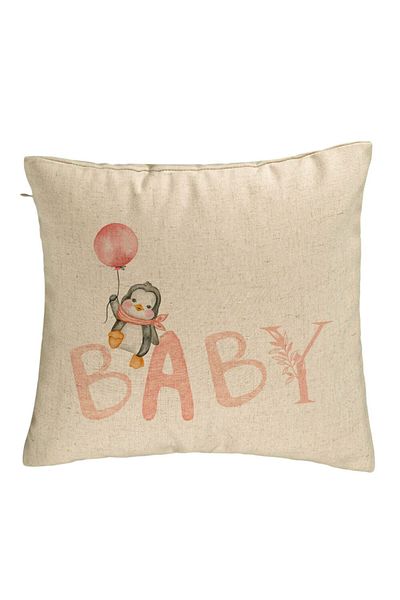 BEKZ Perna Decorativa, Model Baby, 40x40 cm, Bej, Husa Detasabila, Burduf