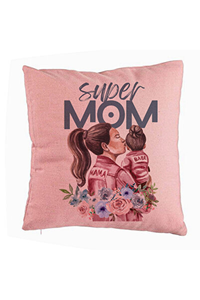 BEKZ Față de pernă, model Super Mom Babe, 40x40 cm, roz